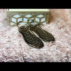 Cole haan gold flat sandals